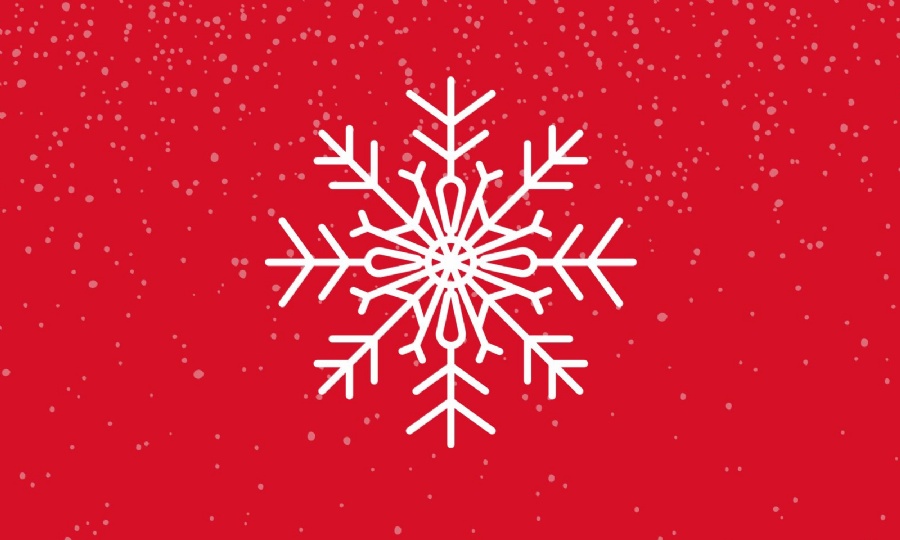 White snowflake on a red background